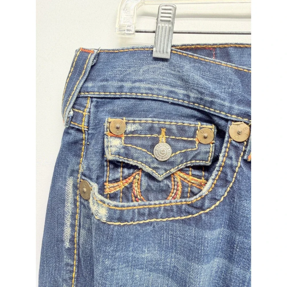 Rare VTG USA Y2K True Religion Joey Big T Super T 34 Flap Flare Jeans READ